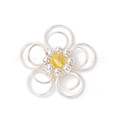 4 pz 4 stili ametista naturale e cristallo di quarzo e avventurina verde e corniola rotonda filo di rame avvolto pendenti a forma di fiore&nbsp;PALLOY-TA00259