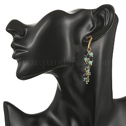 Pendientes de botón de acero inoxidable 304 con piedras preciosas naturales mixtas&nbsp;EJEW-JE07520-01