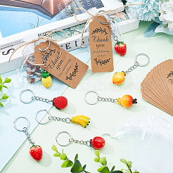 28 porte-clés pendentif en résine de fruits de 7 styles&nbsp;KEYC-PH0001-60