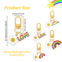 8 pz 4 stili fiore e arcobaleno lega smalto pendente decorazione&nbsp;HJEW-GO00112
