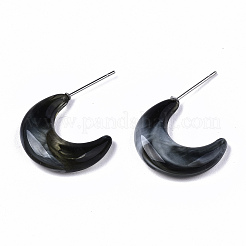 Pendientes de medio aro de resina transparente&nbsp;EJEW-T012-02-B05