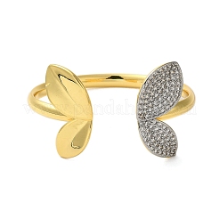 Bracelet manchette en laiton plaqué avec micro pavé de zircones cubiques&nbsp;BJEW-P336-07G