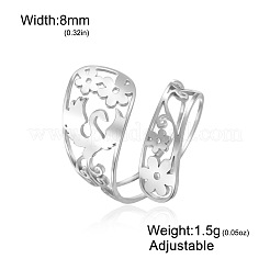 Bracciale rigido aperto con fiori e fenice in acciaio inossidabile 304&nbsp;WG0AE90-01