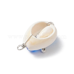 Perles de coquillages cauris mélangées naturelles avec perles acryliques transparentes écologiques et pendentifs en alliage de style tibétain en forme d'ailes de fée&nbsp;PALLOY-JF03814-02