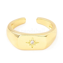 Bague de manchette ouverte avec chevalière étoile en zircone cubique transparente&nbsp;RJEW-I083-08G