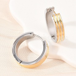 Pendientes de aro con rayas bicolor de acero inoxidable 304&nbsp;EJEW-L307-03GP