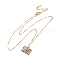Colliers pendentifs en laiton émaillé en forme de livre pour femmes&nbsp;KK-CBAF5B9-01G-03