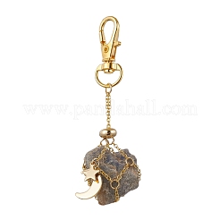 Fermagli a moschettone girevoli in lega con luna e stella e catene portacavi in ottone&nbsp;AJEW-JB01336