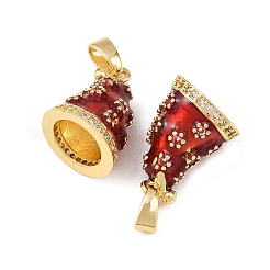 Pendentifs de Noël en laiton micro pavé de zircones cubiques et émail&nbsp;KK-B161-15G-04