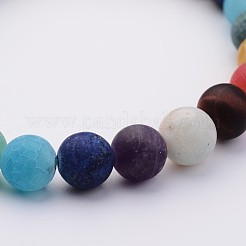 Bracciali elasticizzati con fiori naturali di amazzonite e perline di pietre preziose&nbsp;X-BJEW-JB02509-04