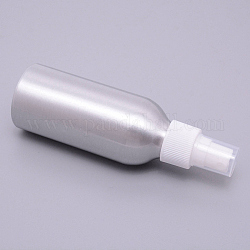 アルミ製ポータブル香水スプレーボトル  ppカバー付き  空の詰め替え可能なボトル  マットプラチナカラー  4.5x14.35cm  容量：120ml（4.06fl.oz）