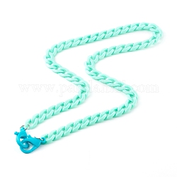 Персонализированные ожерелья-цепочки из акрила, цепочки для очков, цепочки для сумочек, с пластиковыми застежками в виде клешней лобстера, бирюзовые, 24 дюйм (61 см)