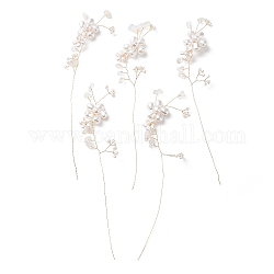 ガラスシードビーズ  オパライト金色の真鍮線に包まれた枝  abs模造真珠の花飾り  DIYワイヤーツリー彫刻用  ビーズの盆栽  135~150x30~35x8~9mm