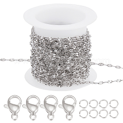 Beebeecraft kit de fabrication de collier de bracelet de chaîne de bricolage, comprenant 304 chaînes, fermoirs et anneau de saut en acier inoxydable, couleur inoxydable, chaîne : 5 m/sac