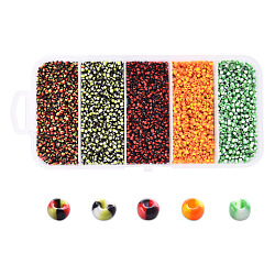 12/0 perles en verre de couleurs opaques, perles rondes de semences, couleur mixte, 12/0, 1.5~2x2mm, Trou: 0.5mm, 5 couleurs, 18 g / couleur, 90 g / boîte