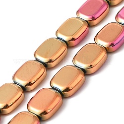 Chapelets de perles en verre électroplaqué, plein plaqué, rectangle, selle marron, 12x10x4.5mm, Trou: 1mm, Environ 55 pcs/chapelet, 25.98'' (66 cm)