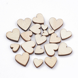 Perle di legno naturale non colorato, Senza Buco / undrilled, cuore, mandorle sbollentate, 5~11.5x5.5~12x2.5mm
