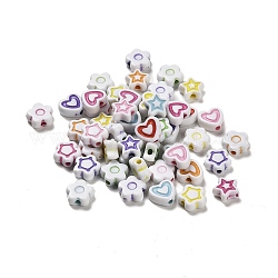 Acryl-Perlen, Handwerk-Stil, Stern, Mischfarbe, 8~8.5x8.5~9x4 mm, Bohrung: 1.8 mm, ca. 2400 Stk. / 500 g