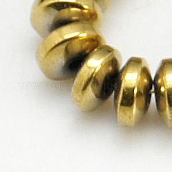 非磁性合成ヘマタイトビーズ連売り  グレードA  ロンデル  黄金メッキ  4x2ミリメートル、約172個/連  16インチ
