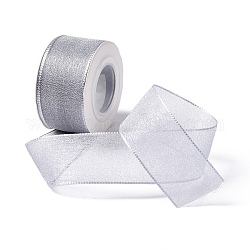 10 Yards Polyester Chiffon Ribbon, for DIY Jewelry Making, Silver, 1- inch(25.5mm)