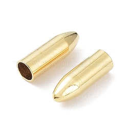 304 Stainless Steel Cord Ends, Bullet, Real 24K Gold Plated, 7.5x2.5mm, Hole: 2mm