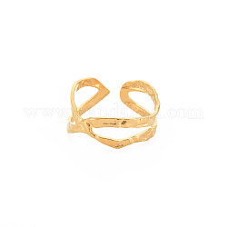 Placage ionique (ip) 304 anneau de manchette ouvert en acier inoxydable pour femme, sans nickel, véritable 18k plaqué or, nous taille 7 1/2 (17.7mm)