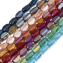 Chapelets de perles en verre électroplaqué, de couleur plaquée ab , ovale, couleur mixte, 6.5x4x3mm, Trou: 0.8mm, Environ 80 pcs/chapelet, 20.08 pouce (51 cm)