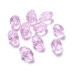 Стекло имитация австрийских хрустальных бусин, граненые, овальные, розовый жемчуг, 15x9 мм, отверстие : 0.8~1.4 мм