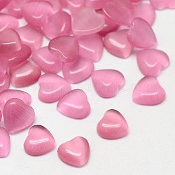 Cat Eye Cabochons, Heart, Hot Pink, 8x8x2.5mm