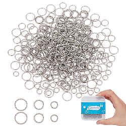 DICOSMETIC 360Pcs 3 Styles 304 Stainless Steel Jump Rings, Open Jump Rings, Twisted, Round Ring, Stainless Steel Color, 6~10x1mm, 18 Gauge, Inner Diameter: 4~8mm, 120pcs/style