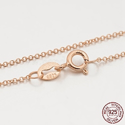 Argent sterling colliers de chaîne rolo, à ressort fermoirs à anneaux, fine chaîne, or rose, 18 pouce, 1mm