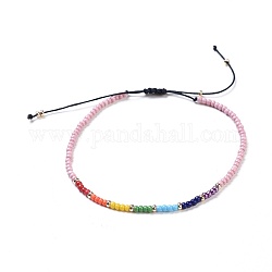 Bijoux chakra, bracelets de perles de tresse de fil de nylon, avec des perles de rocaille, rose, 46~75mm