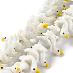 Handmade Lampwork Beads, Bumpy, Duck, White, 22~25x17~20x16~19mm, Hole: 2mm, about 40pcs/strand, 12.99 inch(33cm)