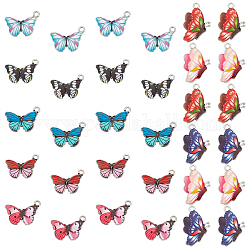 Sunnyclue 36pcs 9 colgantes de aleación impresos en colores, con esmalte, mariposa, Platino, color mezclado, 4 piezas / color