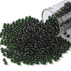 Toho perles de rocaille rondes, Perles de rocaille japonais, (247) couleur intérieure ab jonquil / dk prune doublée, 8/0, 3mm, Trou: 1mm, environ 1110 pcs/50 g