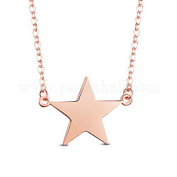 SHEGRACE 925 Sterling Silver Pendant Necklace, with S925 Stamp, Star, Rose Gold, 18.11 inch(46cm)