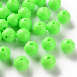 Opaque Acrylic Beads, Round, Lime, 12x11mm, Hole: 1.8mm, about 566pcs/500g