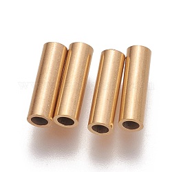 Revestimiento iónico (ip) 304 tubo de acero inoxidable perlas, dorado, 10x3mm, agujero: 2 mm