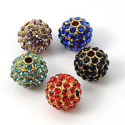 Perles de strass en alliage, Grade a, ronde, métal couleur or, couleur mixte, 12mm