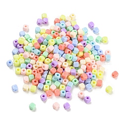 Perles acryliques opaques, cube, couleur mixte, 4x4x4mm, Trou: 1.3mm, environ 10000 pcs/500 g