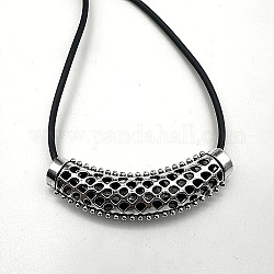 Hohle, gebogene Stabanhänger-Halskette aus Zinklegierung mit Kordeln, Platin Farbe, 23.62 Zoll (60 cm)