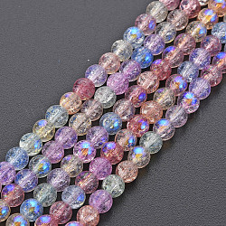 Fili di perle di vetro scoppiettanti placcati, ab colore placcato, tinti e riscaldato, tondo, colorato, 4mm, Foro: 0.8 mm, circa 98~100pcs/filo, 15.35 pollice (39 cm)