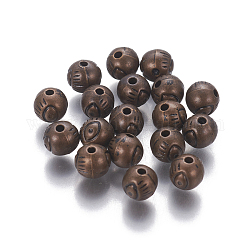 CCB пластиковые шарики, круглые с сглаза, античная бронза, 6x5.6 мм, отверстие : 1.2 мм