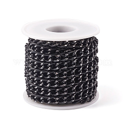 Pandahall Aluminium Curb Chains, Unwelded, with Spool, Electrophoresis Black, 10x7x2mm, about 16.40 Feet(5m)/Roll