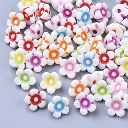 Perline acrilico, perline artigianato, fiore, colore misto, 10x10x6.5mm, Foro: 1.8 mm, circa 1600pcs/500g