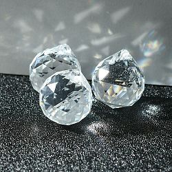 Klare facettierte kugelförmige Glasanhänger, Kristall Suncatcher, 20 mm in Durchmesser, 23 mm dick, Bohrung: 2 mm