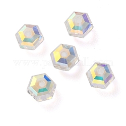 Abalorios del rhinestone de cristal, facetados, hexágono, cristal, 6x4mm, agujero: 1.2 mm