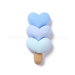 Симпатичные кабошоны из непрозрачной смолы для декодирования, мороженое с сердцем, имитация еды, голубой, 32x15x8 мм