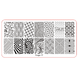 Set di piastre per timbri per modelli di nail art in acciaio inossidabile, modelli di immagine del chiodo, kit di modelli per manicure rettangolare, Modello geometrico, 120x60x0.5mm