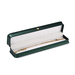 Шкатулка из искусственной кожи, с полимерной короной, для упаковки ожерелья, прямоугольные, темно-зеленый, 5.6x24.2x3.8 см